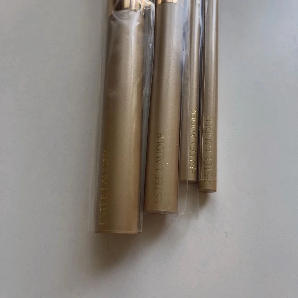 Vtg 4 Set Estee Lauder Makeup Brushes Face Cheeks Eyes Powder/Bronzer Round Gold